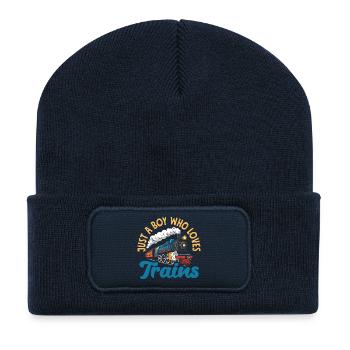 Qui a poussé l’humour drôle sur la locomotive de train - Beanie recyclé à patch - bleu marine - Devant