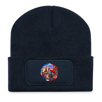 Paris Französische Bulldogge  - Recycelte Patch Beanie - French Navy - Vorne