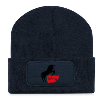 Dictons de l’équipe Licorne Licorne - Beanie recyclé à patch - bleu marine - Devant
