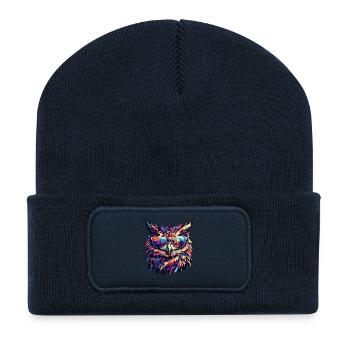Bunte Eulen-Sonnenbrille - Recycelte Patch Beanie - French Navy - Vorne