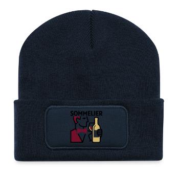 Sommelier Weinprobe Wappen - Recycelte Patch Beanie - French Navy - Vorne