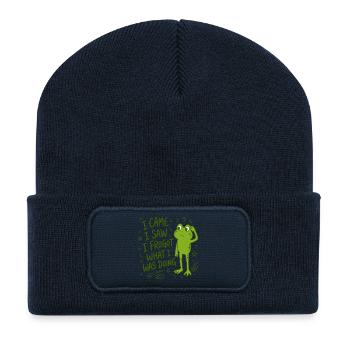 Frosch - I came I saw I frogot what i was doing - Recycelte Patch Beanie - French Navy - Vorne