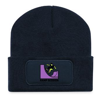 Ramp Session Skateboard Logo - Recycelte Patch Beanie - French Navy - Vorne