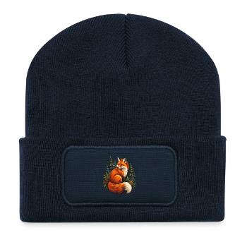 Fuchs Im Wald – Eigenständiges Motiv 3 Von 4 - Recycelte Patch Beanie - French Navy - Vorne