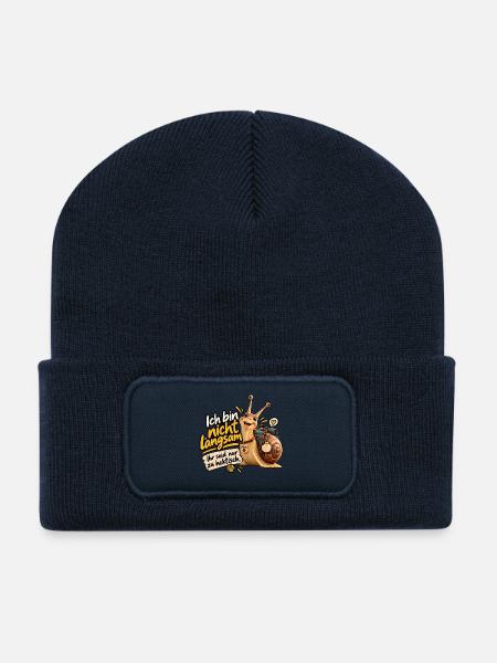 Paco die Pilgerschnecke – Ich bin nicht langsam - Recycelte Patch Beanie - French Navy