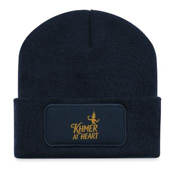 "Khmer im Herzen"-Sammlung – Cambodia in Lights - Recycelte Patch Beanie - French Navy - Vorne