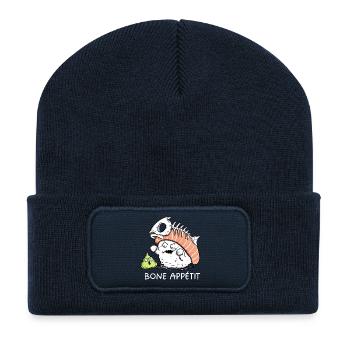 Sushi Bone Appetit – Lustiger Sushi Cartoon Humor - Recycelte Patch Beanie - French Navy - Vorne