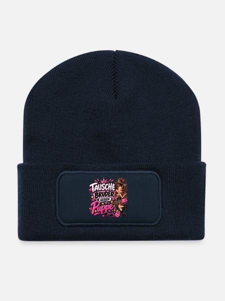 Tausche Bruder gegen Puppe - Recycelte Patch Beanie - French Navy