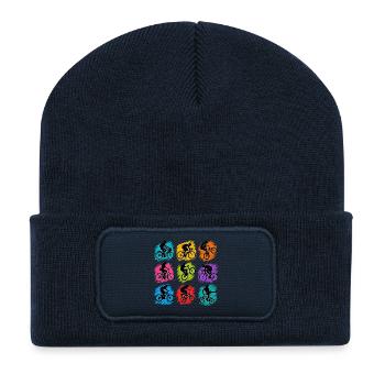 Bunte Radfahrer in abstrakten Splittern - Recycelte Patch Beanie - French Navy - Vorne