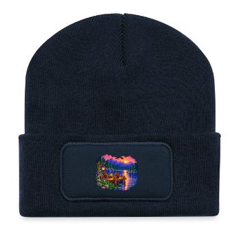 Waldsee Abend Dock - Recycelte Patch Beanie - French Navy - Vorne