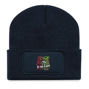Spinne am Neonrand - Recycelte Patch Beanie - French Navy - Vorne