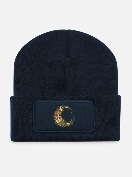 Hummel mit floralen Flügeln - Recycelte Patch Beanie - French Navy