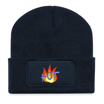 Flammen Hashtag Motiv - Recycelte Patch Beanie - French Navy - Vorne