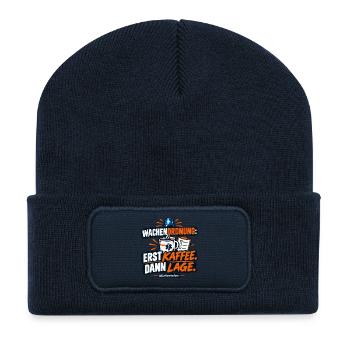 Wachenordnung Erst Kaffee Dann Lage - Recycelte Patch Beanie - French Navy - Vorne
