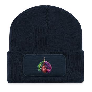 Chamäleons auf menschlichem Herz - Recycelte Patch Beanie - French Navy - Vorne