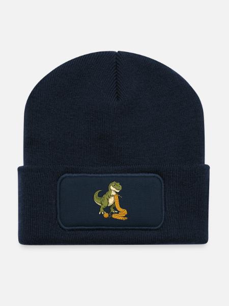 Strickender T-Rex - Recycelte Patch Beanie - French Navy