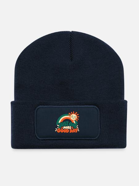 Retro Regenbogen – Just One More Good Day Kinder D - Recycelte Patch Beanie - French Navy