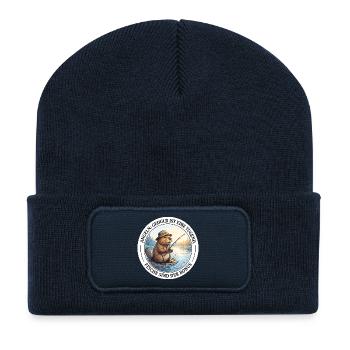 Angeln Geduld Petrijünger Biber Angler T-Shirt - Recycelte Patch Beanie - French Navy - Vorne