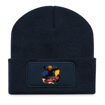 Halloween Skater / Skateboard Halloween - Recycelte Patch Beanie - French Navy - Vorne