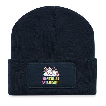 Schlafshirt Einhorn - Recycelte Patch Beanie - French Navy - Vorne