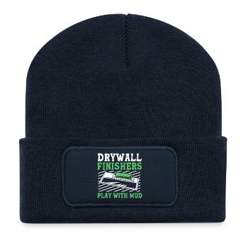 Baustelle Trockenbau Montage Monteur - Recycelte Patch Beanie - French Navy - Vorne