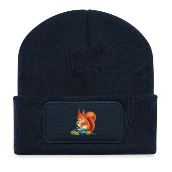 Eichhörnchen filzt eine Seife - Recycelte Patch Beanie - French Navy - Vorne