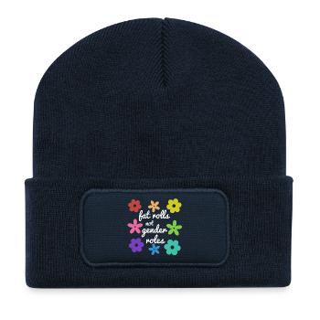 Fat Rolls, keine Geschlechterrollen (weiß) - Recycelte Patch Beanie - French Navy - Vorne