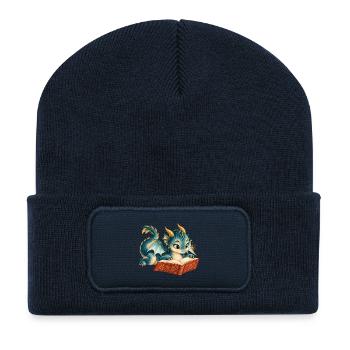Blaues Drachen-Lesebuch - Recycelte Patch Beanie - French Navy - Vorne