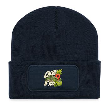 Cache Me If You Can Geocaching Motif - Recycelte Patch Beanie - French Navy - Vorne