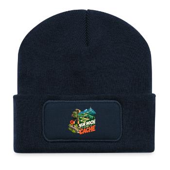 Geocaching Abenteuerpfad - Recycelte Patch Beanie - French Navy - Vorne
