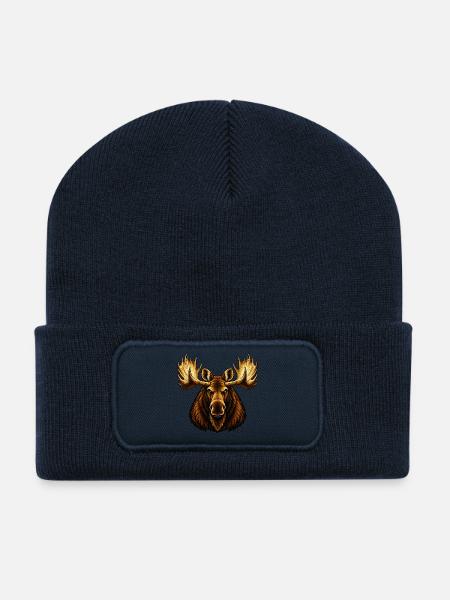 Der Elchbulle - Recycelte Patch Beanie - French Navy