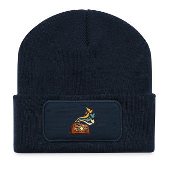 Radiowellen werden zu Vögeln - Recycelte Patch Beanie - French Navy - Vorne