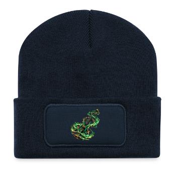 Smaragdgrüne Arkane Violine - Recycelte Patch Beanie - French Navy - Vorne