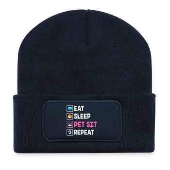 Haustier Sitter Haustiere Babysitter - Recycelte Patch Beanie - French Navy - Vorne