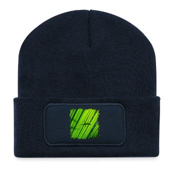 Gecko-Silhouette auf grünem Blatt - Recycelte Patch Beanie - French Navy - Vorne