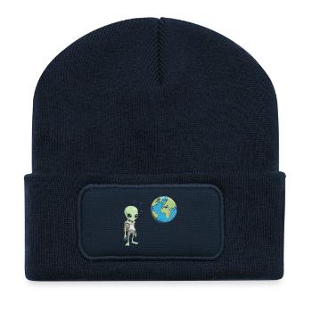 Alien und die Erde - Recycelte Patch Beanie - French Navy - Vorne