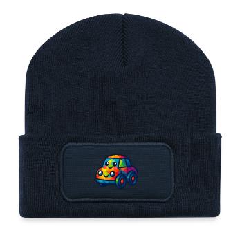 WPAP Polygon Kawaii Style Baby Toy Car - Recycled Patch Beanie - french navy - Front