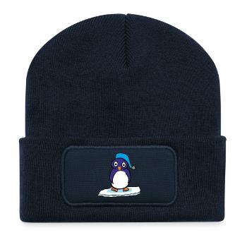 Cartoon Penguin - pingouin - Beanie recyclé à patch - bleu marine - Devant