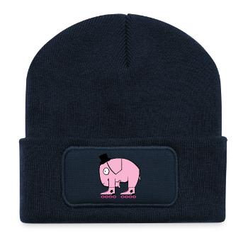 Pinker Elefant - Recycelte Patch Beanie - French Navy - Vorne