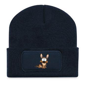 Je Suis Berger Allemand fauve2 - Beanie recyclé à patch - bleu marine - Devant