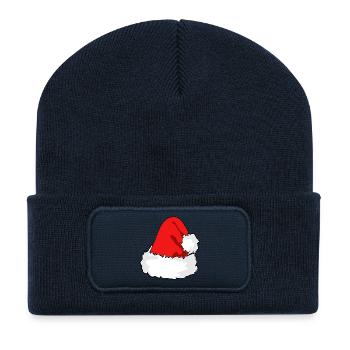 Chapeau de Noël - Beanie recyclé à patch - bleu marine - Devant