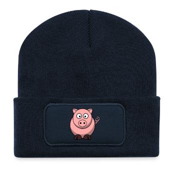 Porc - Beanie recyclé à patch - bleu marine - Devant