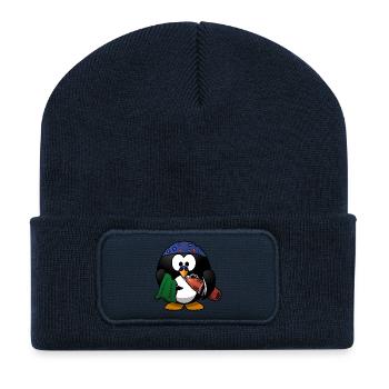 Cute penguin on the way to swimming - Recycled Patch Beanie - french navy - Front