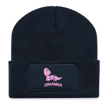 enfant drôle de dinosaure Johanna Cadeau d'anniversaire - Beanie recyclé à patch - bleu marine - Devant