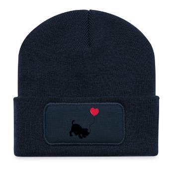 hund mit Luftballon - herz doglover - Kindermotiv - Recycelte Patch Beanie - French Navy - Vorne