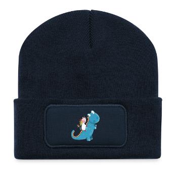 Einhorn Reitet T Rex Dinosaurier I Cooles Geschenk - Recycelte Patch Beanie - French Navy - Vorne