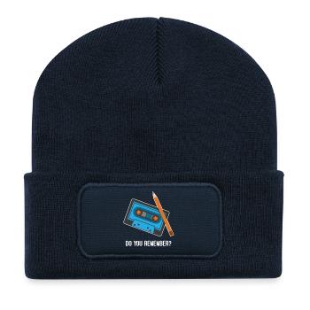 Do you remember? Cassette and pencil Fun Design - Recycled Patch Beanie - french navy - Front