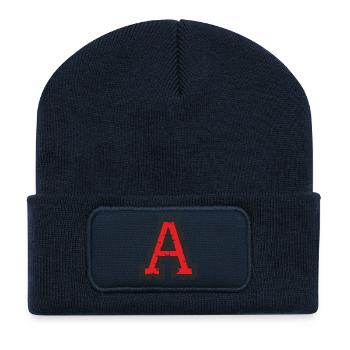 Letter A (Used Look) Black / Red - Recycled Patch Beanie - french navy - Front