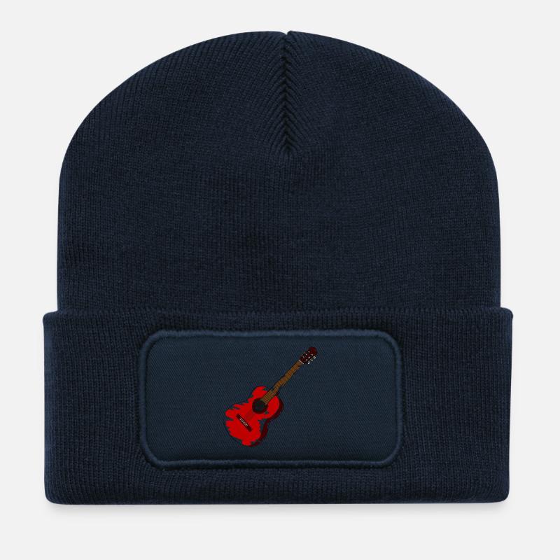 Gitarre Gitarrist Musiker - Recycelte Patch Beanie - French Navy