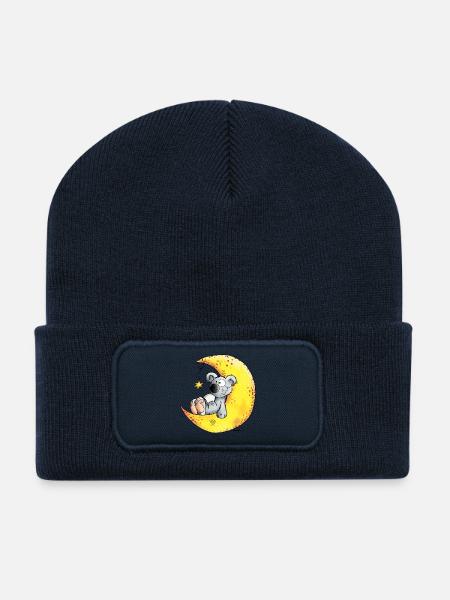 Koala im Mond - Recycelte Patch Beanie - French Navy